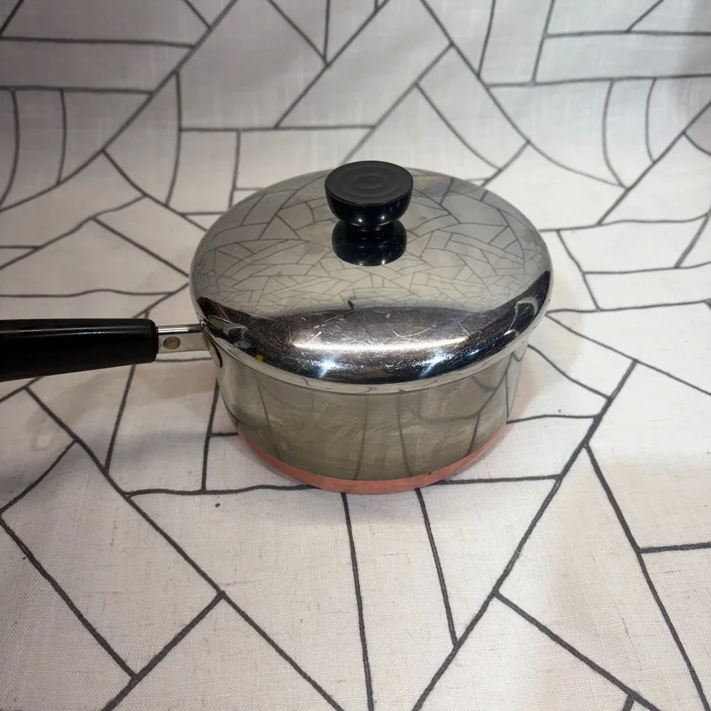 Revere Ware Saucepan 2 Quart Silver Copper Clad Bottom Vintage Stainless Steel